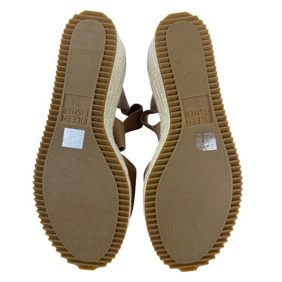 Eileen Fisher Women's Willow Tumbled Tan Leather Wedge Espadrille Sandal 7.5 - Picture 8 of 11